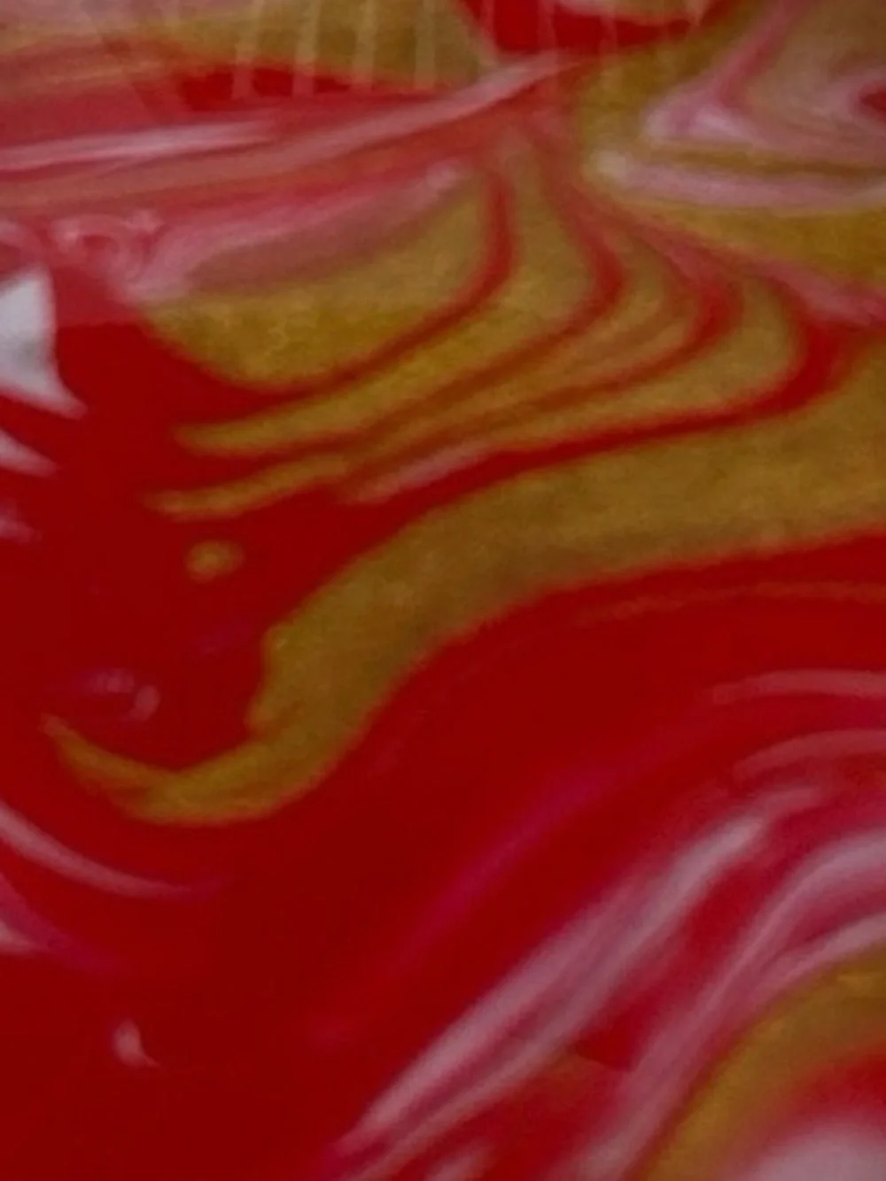 Hand Crafted Red and Gold Fluid Art Pendant Necklace by Svetlana Yeung